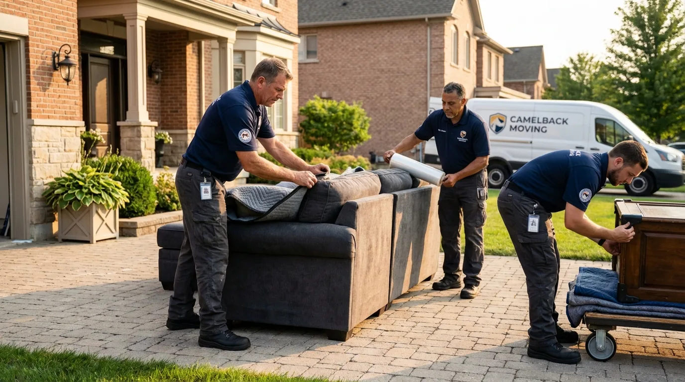 Large estate moving crew wrapping furniture in Walkerton, IN